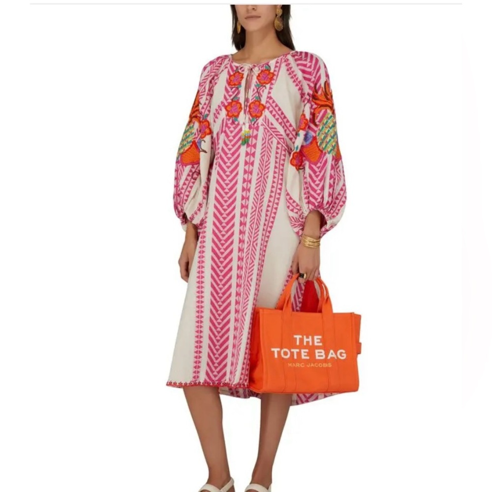 FARM Rio Pink and Orange Long Sleeve Dress